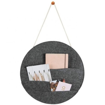 Soft Felt Hanging Storage Organizer - Round Mail Sorter Letter Holder with Rop